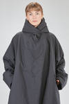 over the knee coat, wide and flared, in matte wool and polyester canvas - SHU MORIYAMA 