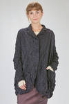 long and soft jacket in crinkled polyester and wool froissé - SHU MORIYAMA 
