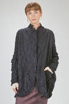 long and soft jacket in crinkled polyester and wool froissé - SHU MORIYAMA 