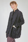 long and soft jacket in crinkled polyester and wool froissé - SHU MORIYAMA 