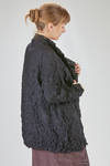 long and soft jacket in crinkled polyester and wool froissé - SHU MORIYAMA 