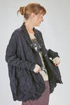 long and soft jacket in crinkled polyester and wool froissé - SHU MORIYAMA 