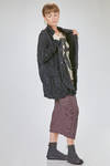long and soft jacket in crinkled polyester and wool froissé - SHU MORIYAMA 