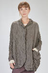 long and soft jacket in crinkled melange polyester and wool froissé - SHU MORIYAMA 