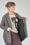 long and soft jacket in crinkled melange polyester and wool froissé - SHU MORIYAMA 
