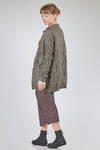long and soft jacket in crinkled melange polyester and wool froissé - SHU MORIYAMA 