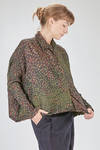 hip-lenght jacket/shirt, wide, in horizontal polyester froissé - SHU MORIYAMA 