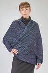 under the knee overcoat, wide, in horizontal polyester froissé - SHU MORIYAMA 