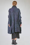 under the knee overcoat, wide, in horizontal polyester froissé - SHU MORIYAMA 