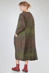 long, wide and flared dress in horizontal polyester froissé - SHU MORIYAMA 
