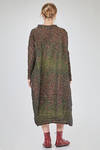 long, wide and flared dress in horizontal polyester froissé - SHU MORIYAMA 