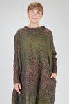 long, wide and flared dress in horizontal polyester froissé - SHU MORIYAMA 