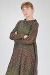 long, wide and flared dress in horizontal polyester froissé - SHU MORIYAMA 