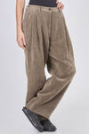 pantalone ampio in velluto a coste ravvicinate di cotone e lino melange - ZIGGY CHEN 