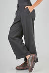 wide trousers in washed wool and cotton twill - BERGFABEL 
