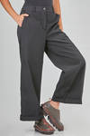 wide trousers in washed wool and cotton twill - BERGFABEL 