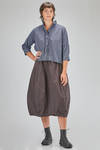 short and wide shirt, in washed cotton poplin with bicolor micro-check - BERGFABEL 