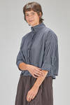short and wide shirt, in washed cotton poplin with bicolor micro-check - BERGFABEL 