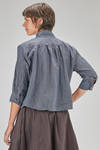 short and wide shirt, in washed cotton poplin with bicolor micro-check - BERGFABEL 