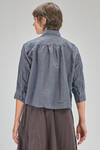 short and wide shirt, in washed cotton poplin with bicolor micro-check - BERGFABEL 