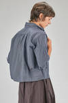 short and wide shirt, in washed cotton poplin with bicolor micro-check - BERGFABEL 