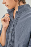 short and wide shirt, in washed cotton poplin with bicolor micro-check - BERGFABEL 