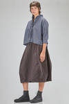 short and wide shirt, in washed cotton poplin with bicolor micro-check - BERGFABEL 
