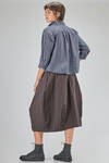short and wide shirt, in washed cotton poplin with bicolor micro-check - BERGFABEL 