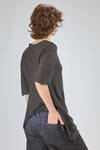 long and wide t-shirt of flamed overdyed linen and cotton jersey - ATELIER SUPPAN 