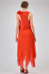 long dress, slim fit on the waist, in cotton and silk jersey and silk georgette - ALEKSANDR MANAMIS 