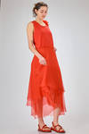 long dress, slim fit on the waist, in cotton and silk jersey and silk georgette - ALEKSANDR MANAMIS 