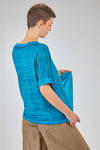 hip length t-shirt, wide, made of flamed overdyed linen knitfringed boundaries - AVANT TOI 