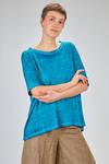 hip length t-shirt, wide, made of flamed overdyed linen knitfringed boundaries - AVANT TOI 