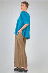 hip length t-shirt, wide, made of flamed overdyed linen knitfringed boundaries - AVANT TOI 