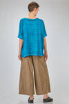 hip length t-shirt, wide, made of flamed overdyed linen knitfringed boundaries - AVANT TOI 