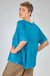 hip length t-shirt, wide, made of flamed overdyed linen knitfringed boundaries - AVANT TOI 
