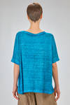 hip length t-shirt, wide, made of flamed overdyed linen knitfringed boundaries - AVANT TOI 