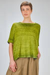 hip length t-shirt, wide, made of flamed overdyed linen knit - AVANT TOI 
