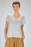 hip length t-shirt of laminated knit in melange linen - AVANT TOI 