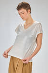 hip length t-shirt of laminated knit in melange linen - AVANT TOI 