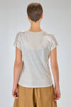 hip length t-shirt of laminated knit in melange linen - AVANT TOI 