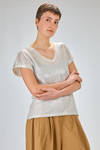 hip length t-shirt of laminated knit in melange linen - AVANT TOI 