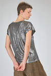 t-shirt al fianco in maglia laminata di lino melange - AVANT TOI 