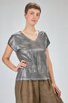 t-shirt al fianco in maglia laminata di lino melange - AVANT TOI 