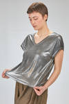 t-shirt al fianco in maglia laminata di lino melange - AVANT TOI 