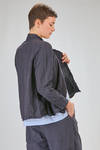 shirt style jacket, wide, in washed linen canvas - BERGFABEL 