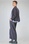 shirt style jacket, wide, in washed linen canvas - BERGFABEL 