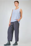 hip length top, wide, flared, in washed cotton and linen canvas - BERGFABEL 
