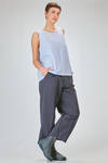 hip length top, wide, flared, in washed cotton and linen canvas - BERGFABEL 