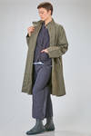 under-the-knee overcoat, wide, in washed cotton waterproof canvas - BERGFABEL 